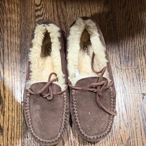 UGG Chocolate Suede Moccasin Slippers